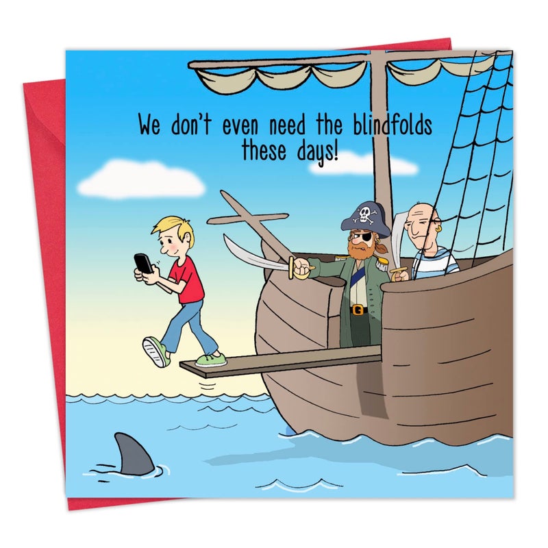 Twizler Funny Card with Pirates - Blank Inside - Humor Happy Birthday Card - Mothers Day - Fathers Day - Teenager - Get Well Soon - Sorry - Thank You - Good Luck - Image 1